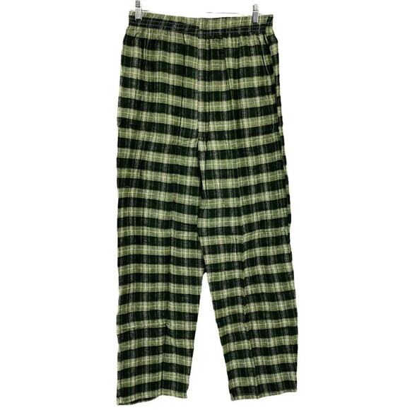 Northwest Territory Flannel Pajama Mens XL Green Plaid Snap Button 2pc Lounge XL - Picture 8 of 11